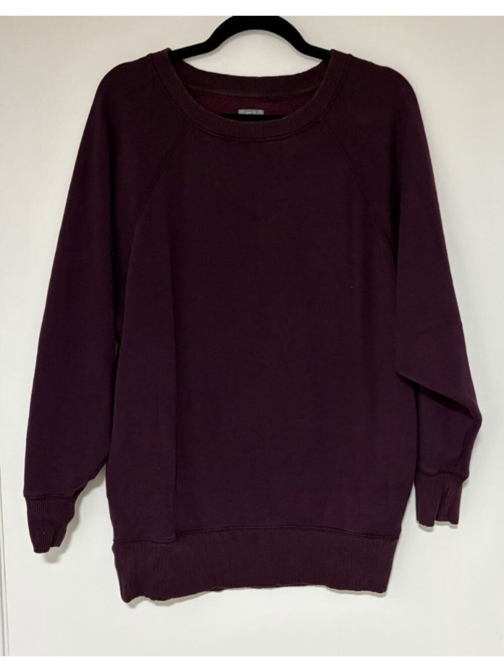Aerie Oversized Crewneck Sweatshirt Lined Pockets In Wine Sz XS